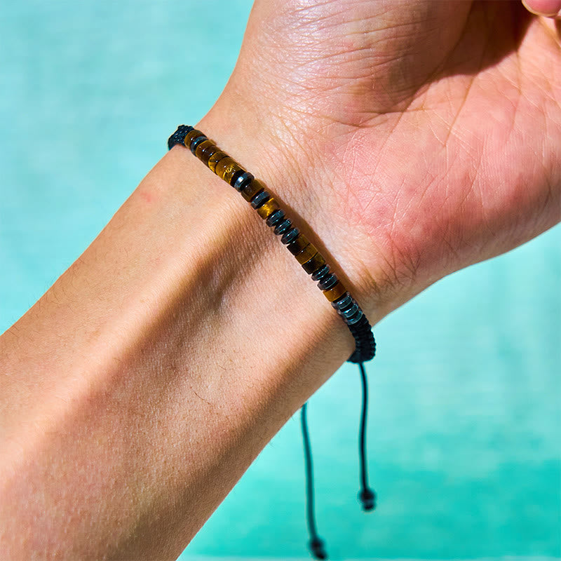 Ensemble de 3 bracelets en œil de tigre et pierre de lave pour la protection