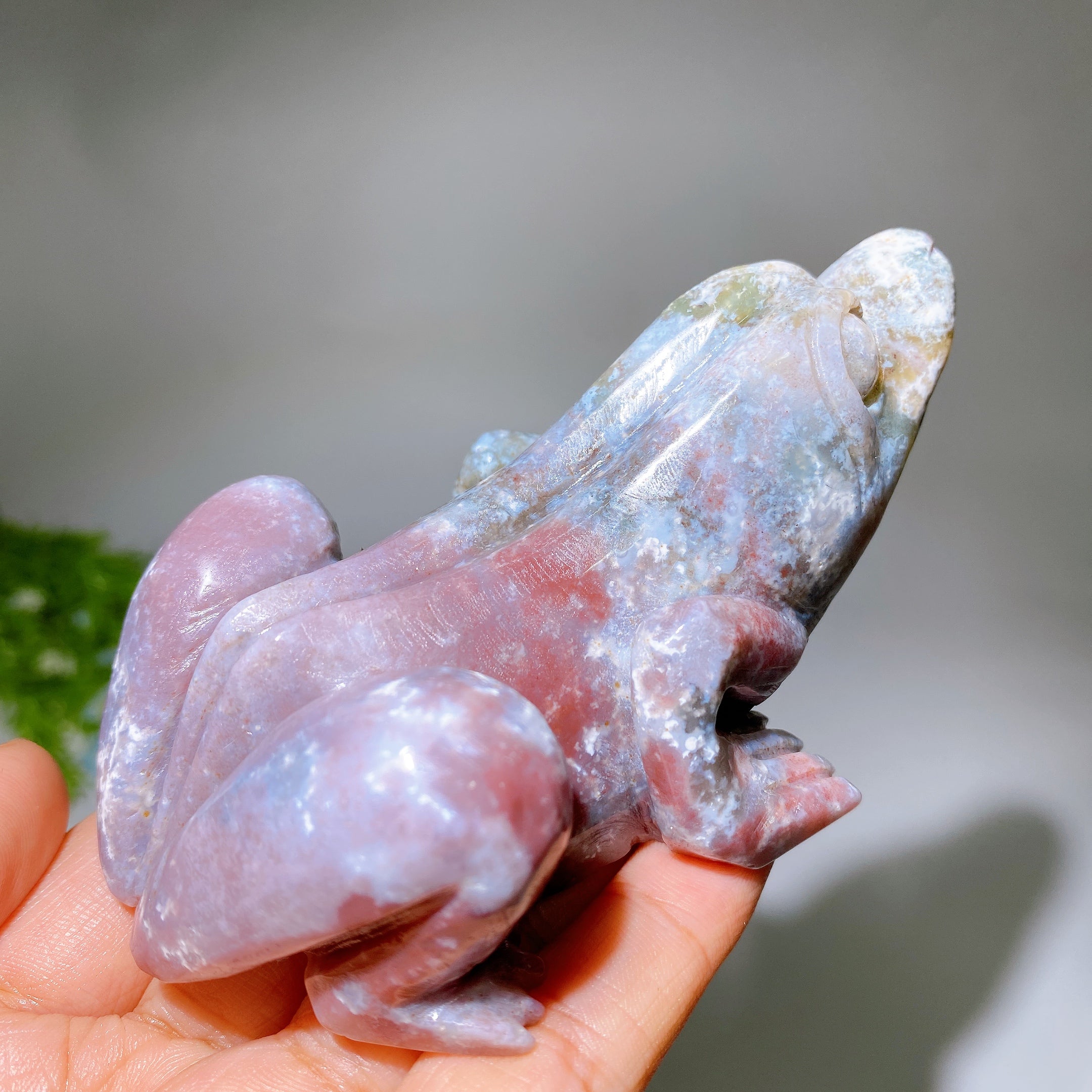 4.0-4.2" Ocean Jasper Frog Carving for Healing