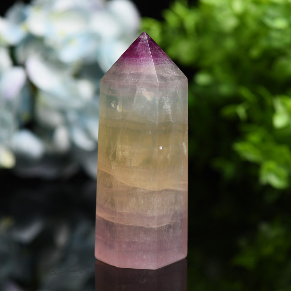 4.0-5.0 Inch Rainbow Fluorite Crystal Tower for Healing