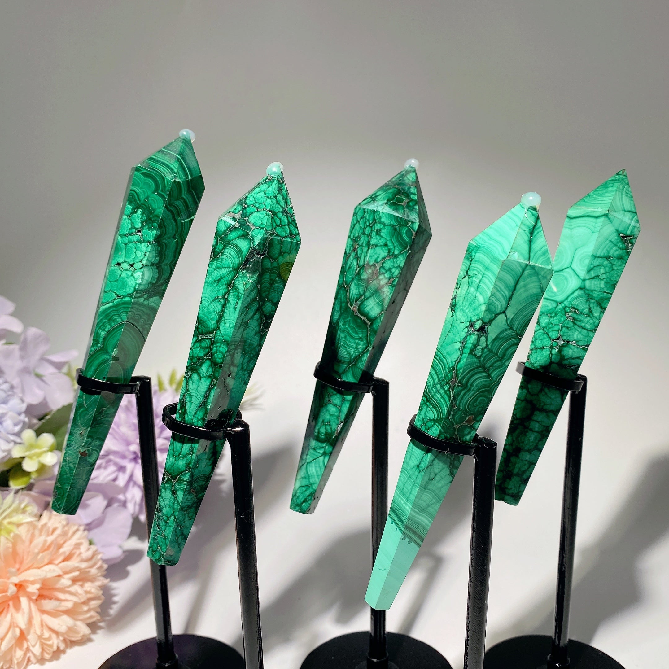 4.0-5.2 Inch Malachite Healing Wand for Energy & Chakra