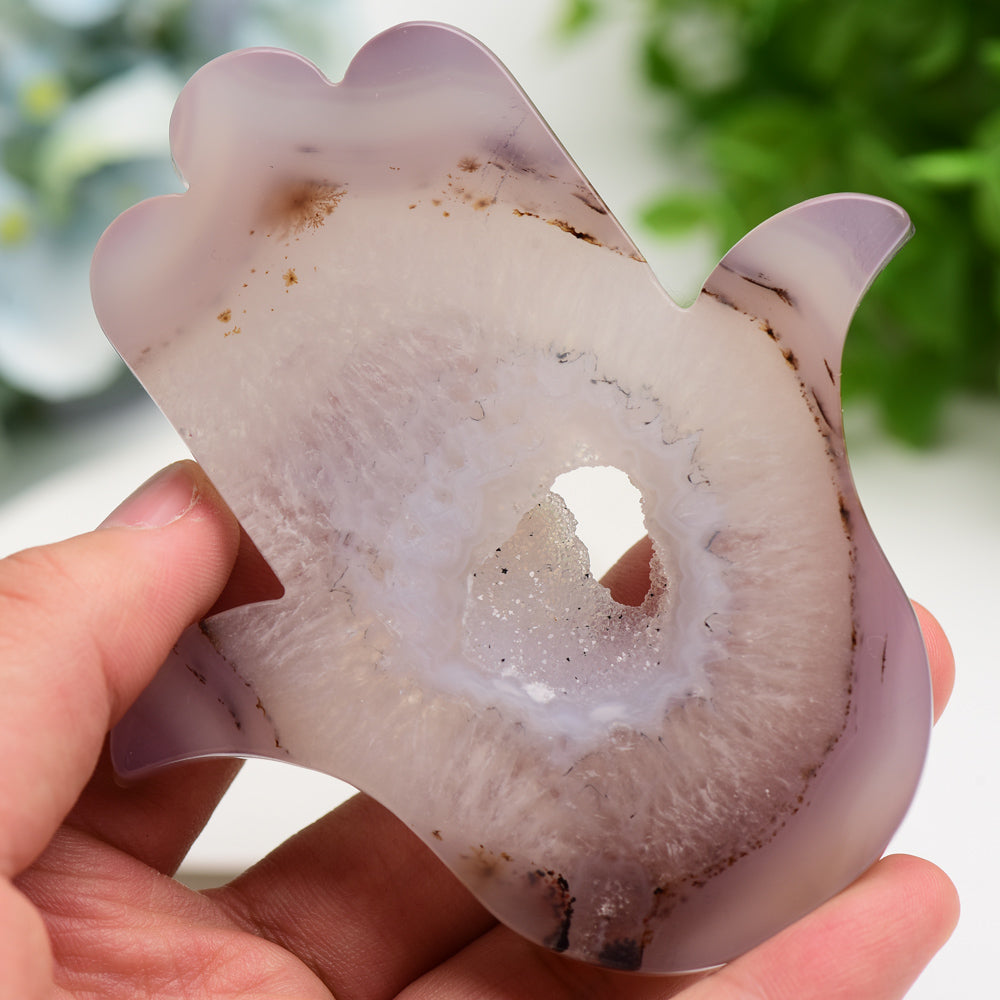 4.0" Druzy Agate Crystal Hand Carving Figurine