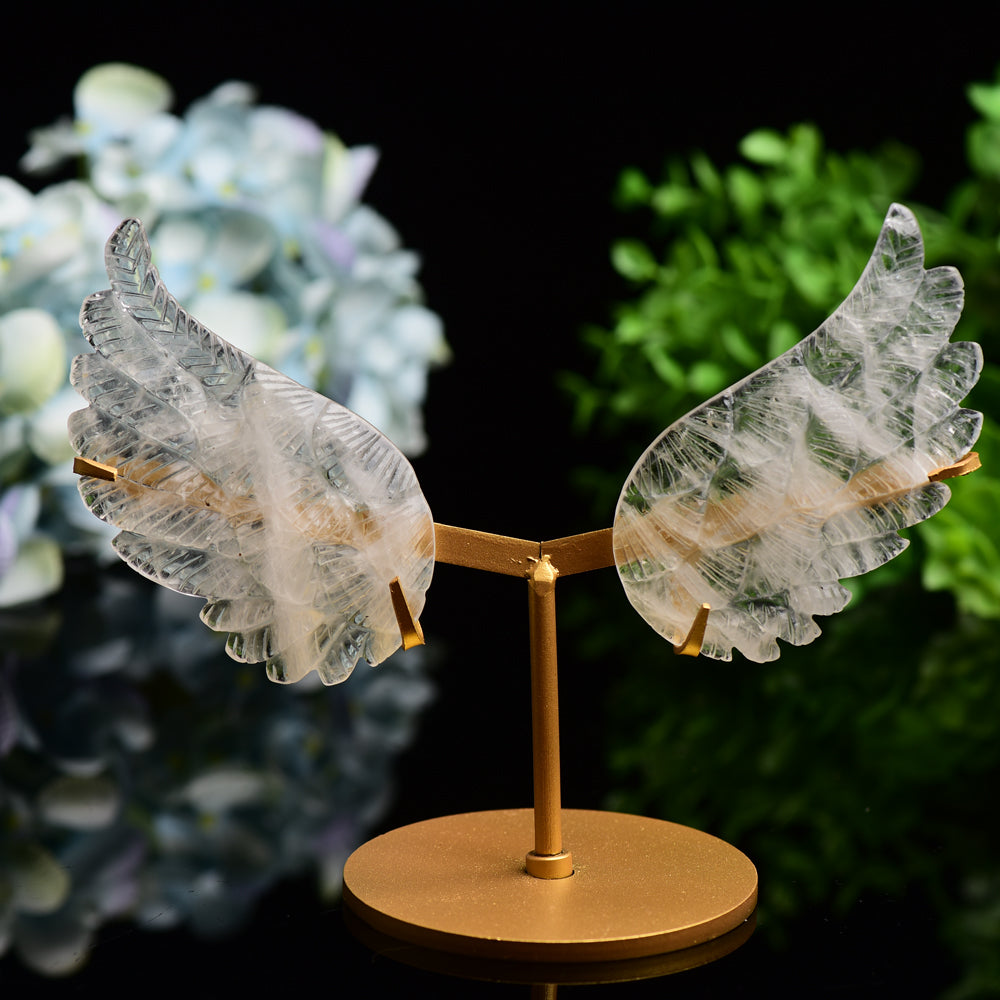 4.0 inch Mixed Crystal Wings Carving with Metal Stand