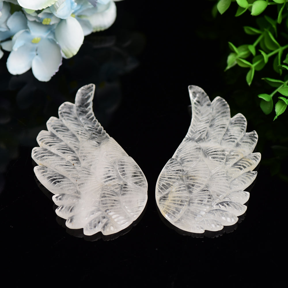 4.0 inch Mixed Crystal Wings Carving with Metal Stand