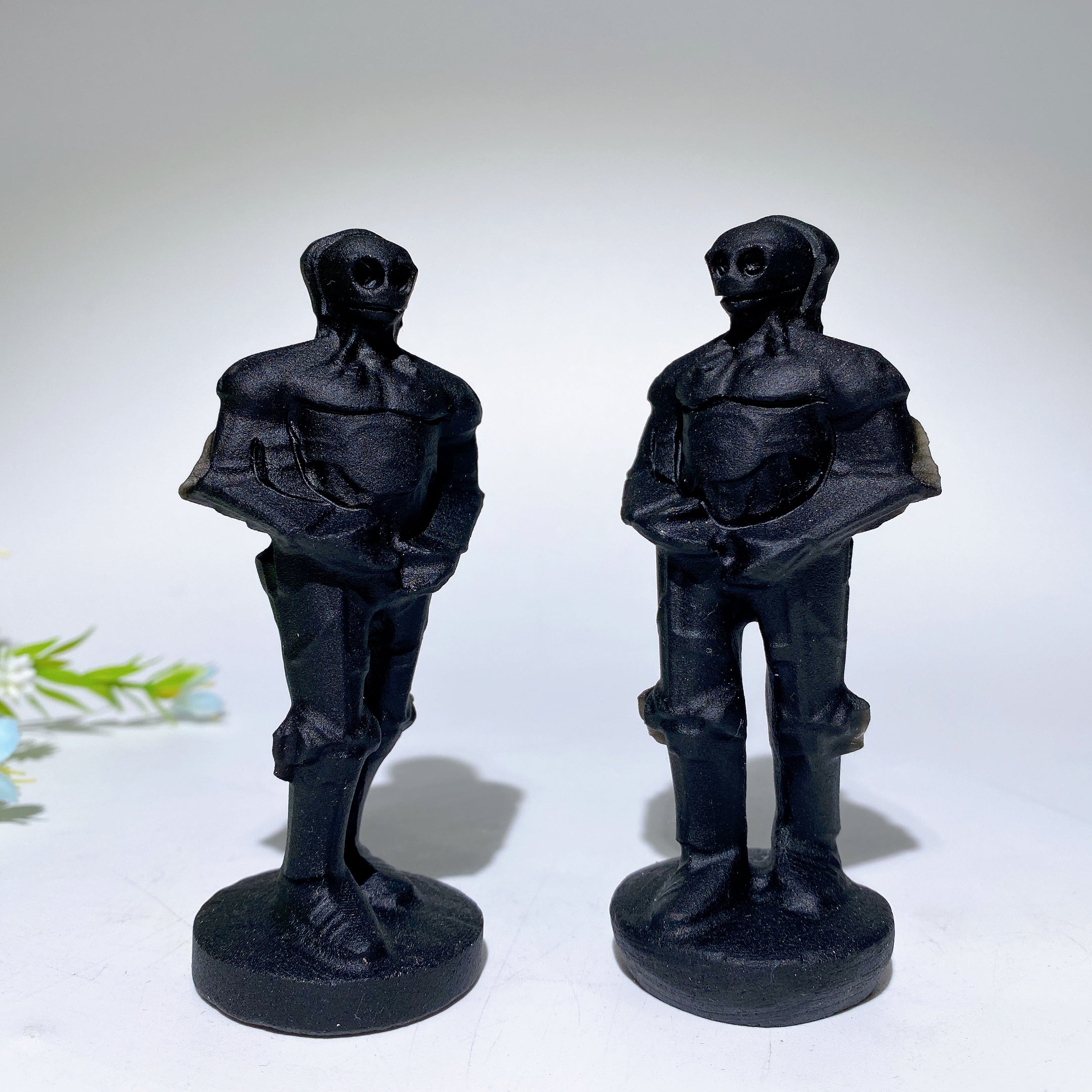 4.0in Black Obsidian Skeleton Crystal Figurine