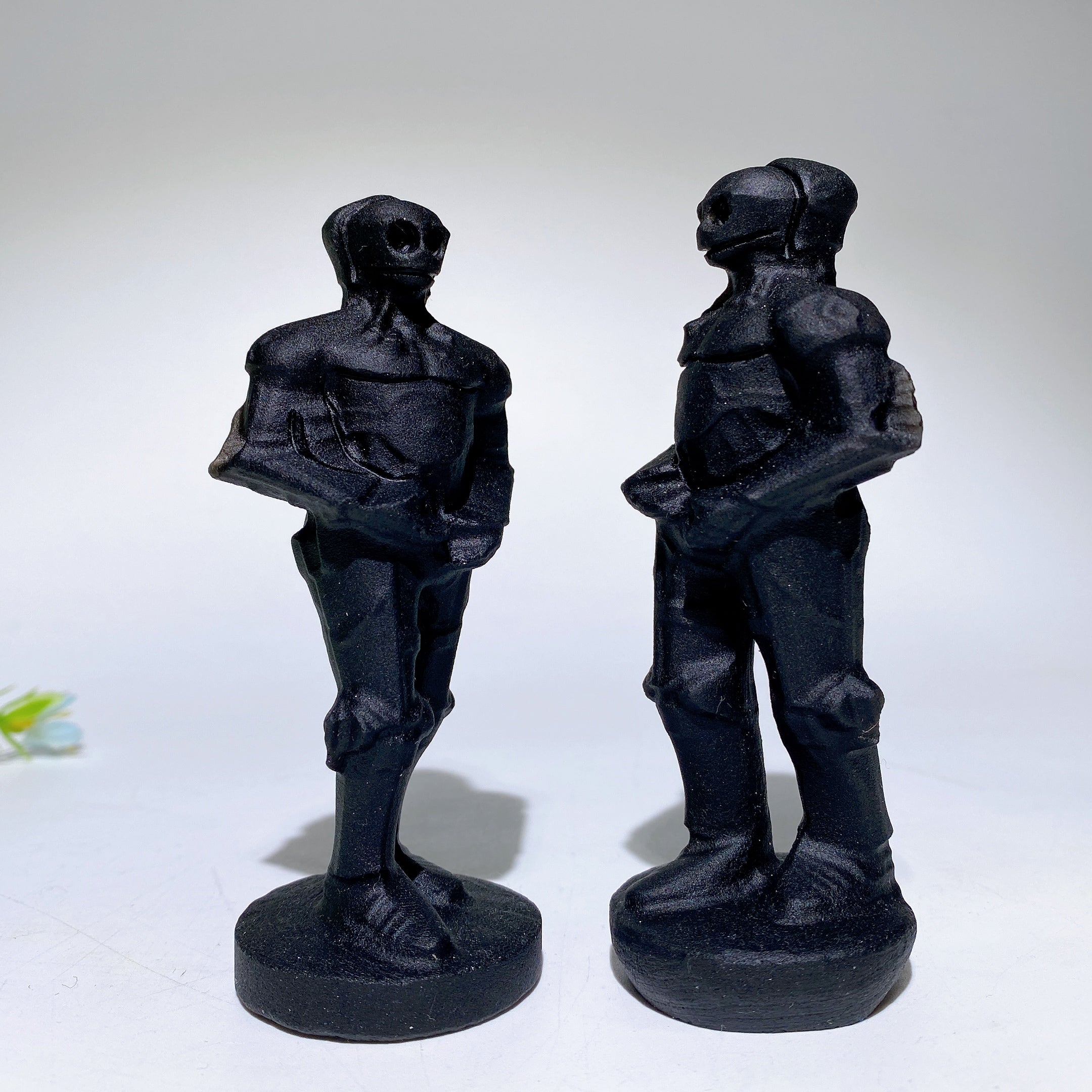 4.0in Black Obsidian Skeleton Crystal Figurine