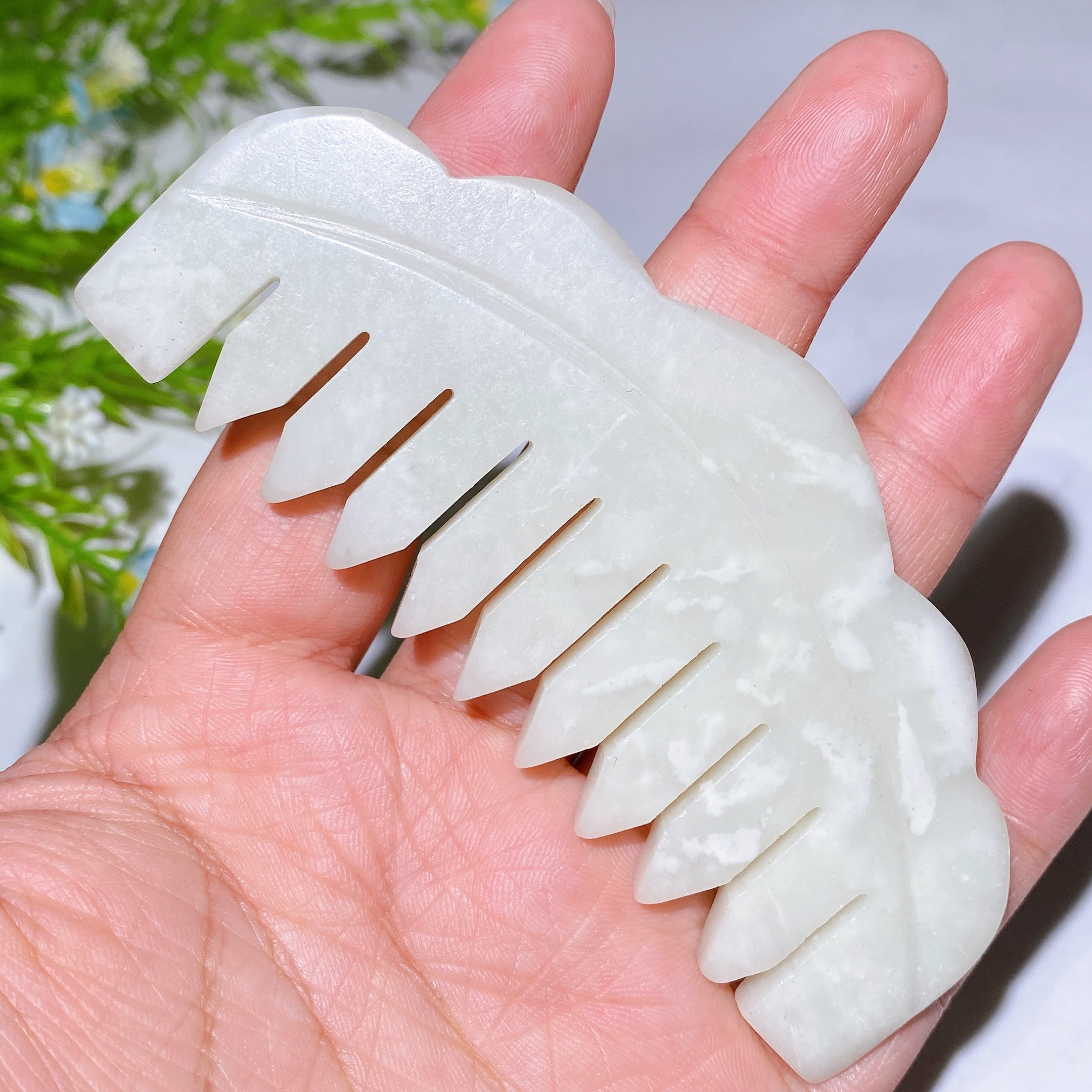 4.1 inch Jade Comb Crystal Carving Figurine for Healing