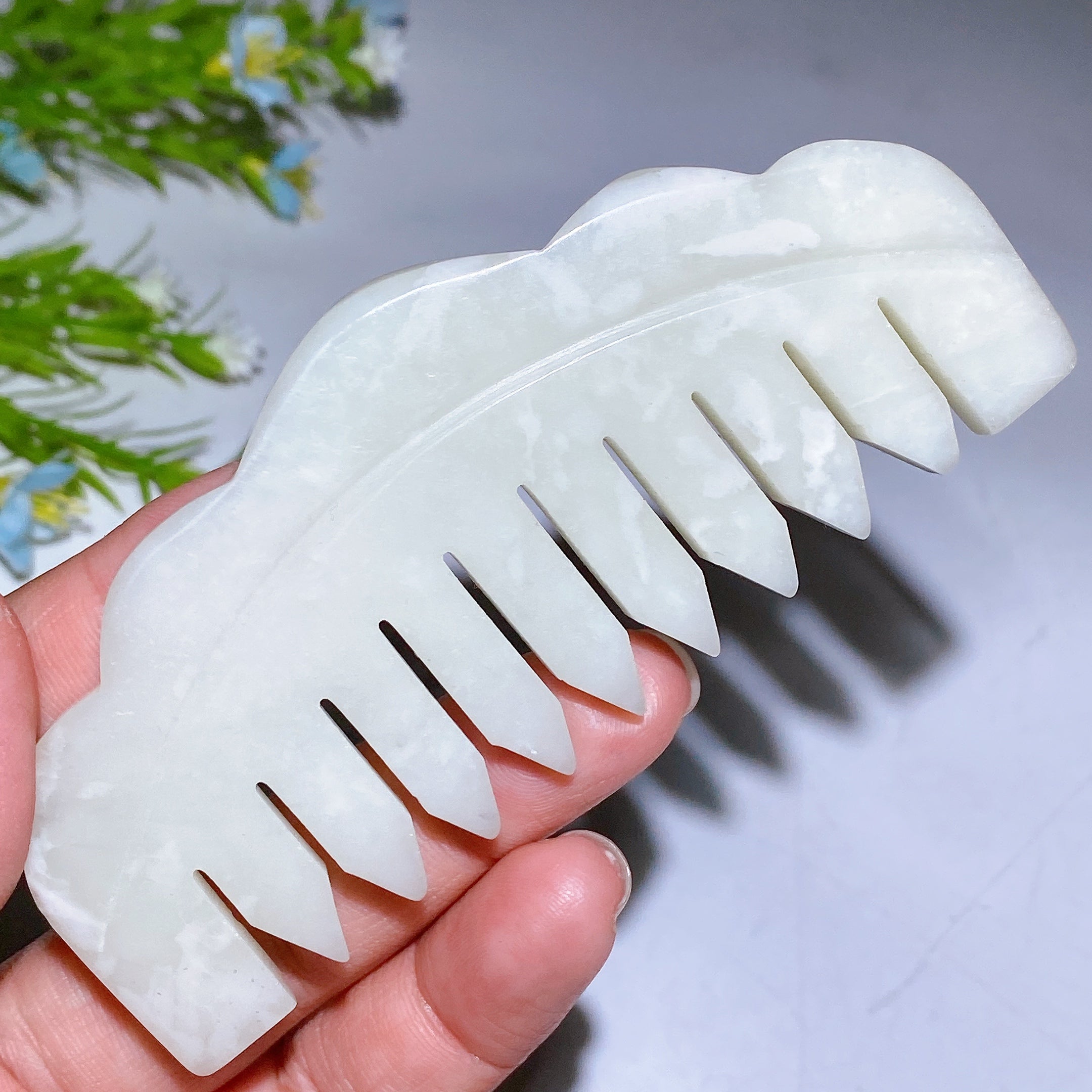 4.1 inch Jade Comb Crystal Carving Figurine for Healing