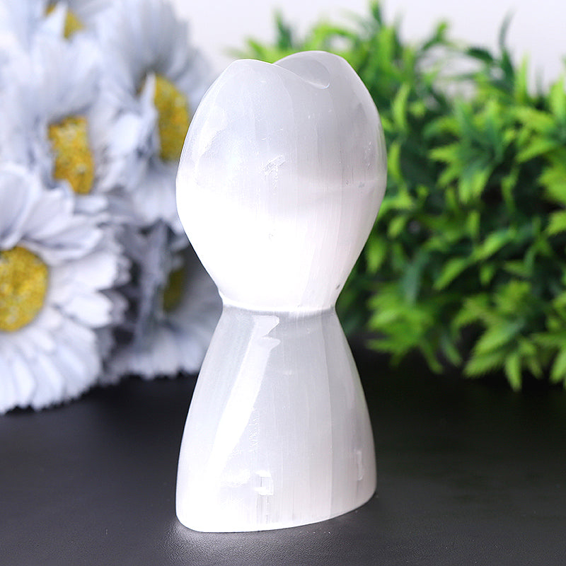 4.2" Healing Selenite Heart Shaped Crystal Tower