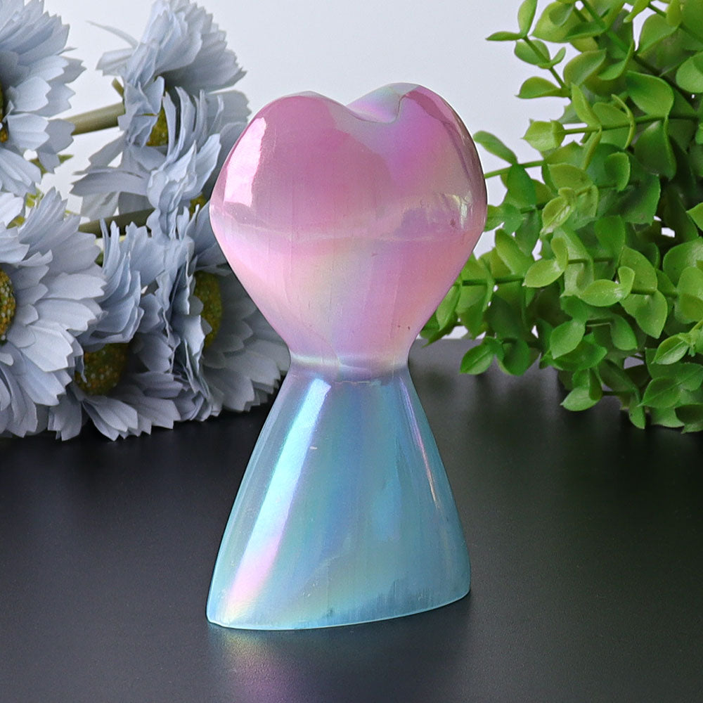 4.2 inch Selenite Heart Crystal Tower for Healing