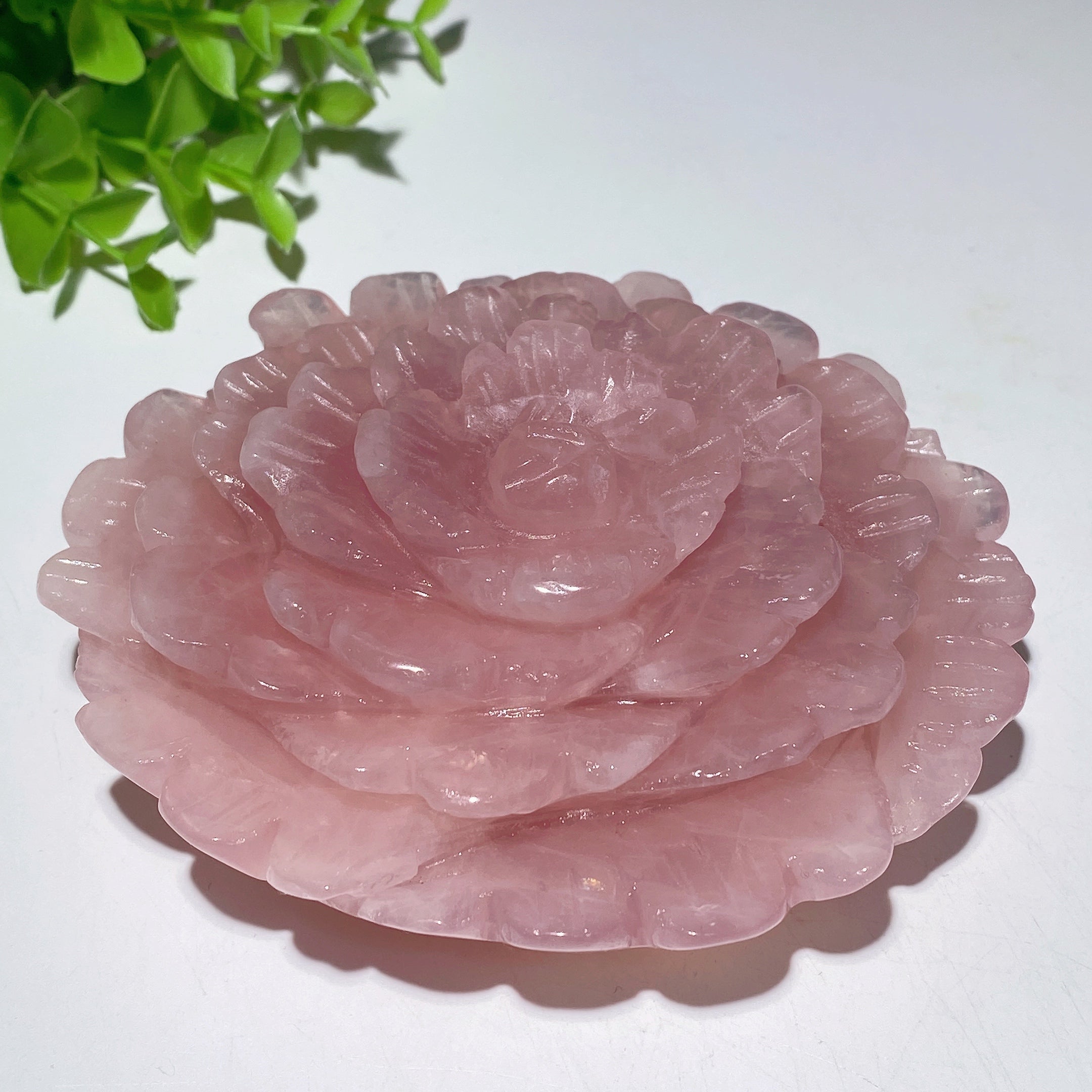 4.4 inch Rose Quartz Flower Crystal Figurine for Healing