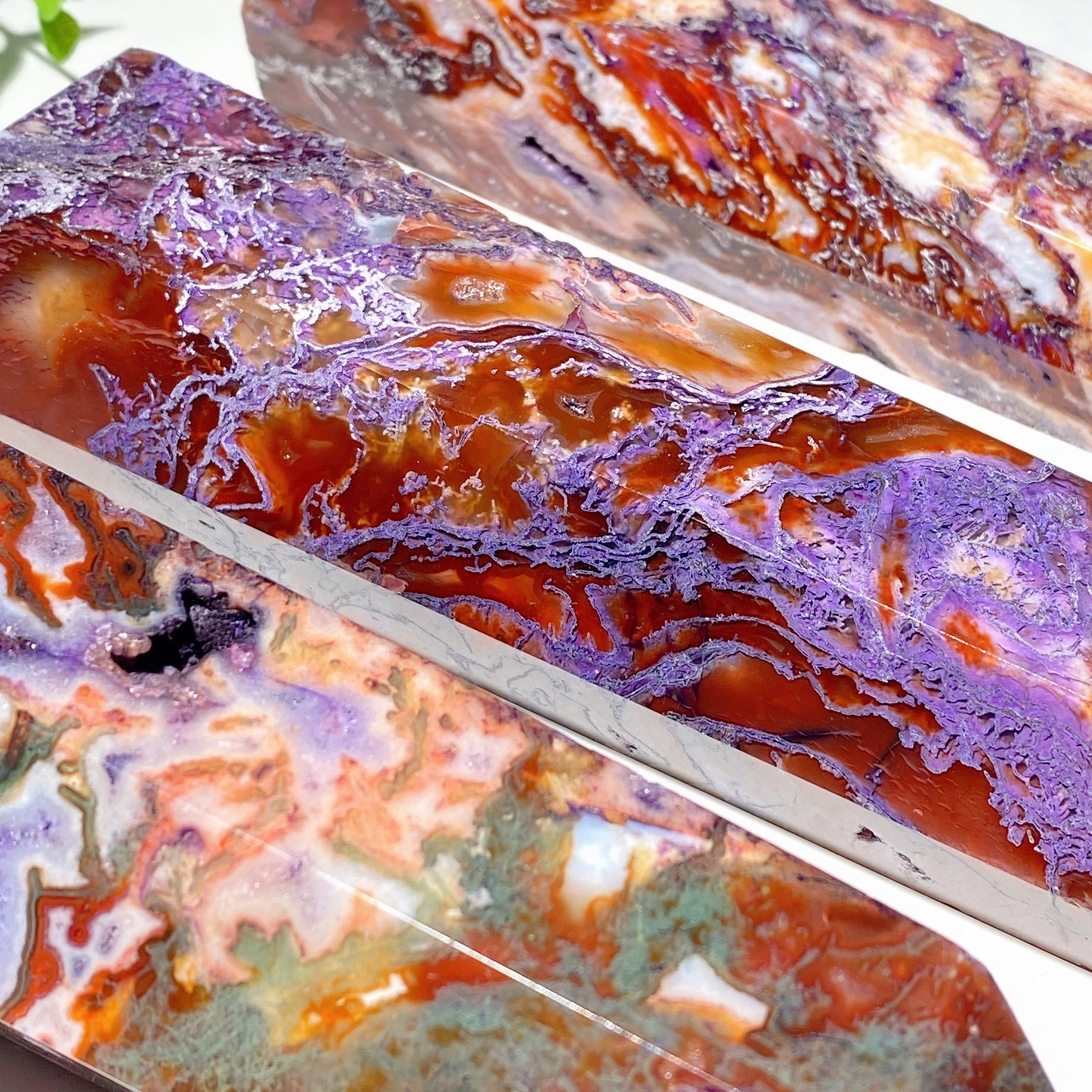 4.5-6.0 Inch Purple Moss Agate Healing Crystal Tower