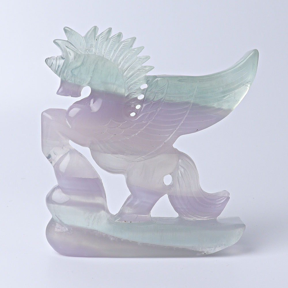 4.5" Fluorite Unicorn Crystal Animal Carving 4 Inches