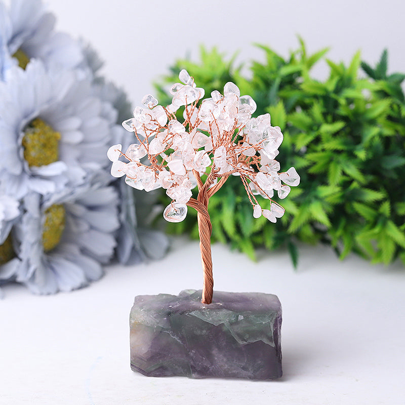 4.5 inch Crystal Tree with Raw Fluorite Base - Healing Decor