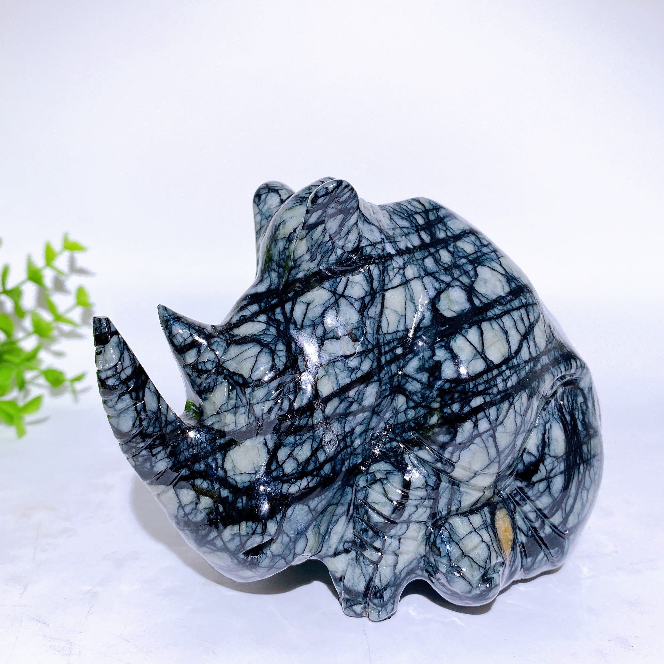 4.5 Inch Jade Rhinoceros Figurine for Spiritual Healing