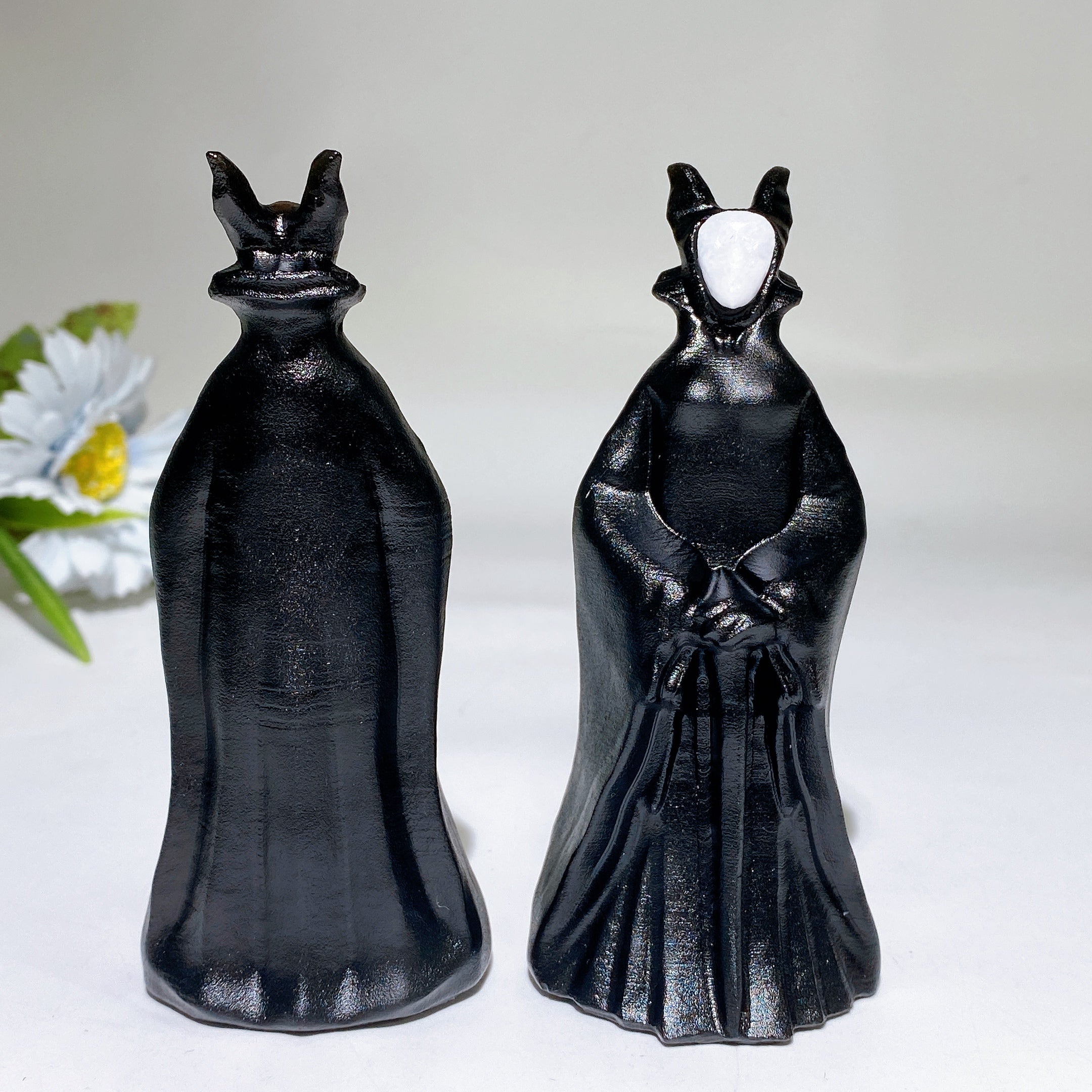 4.6" Black Obsidian Maleficent Carving Crystal Figurine