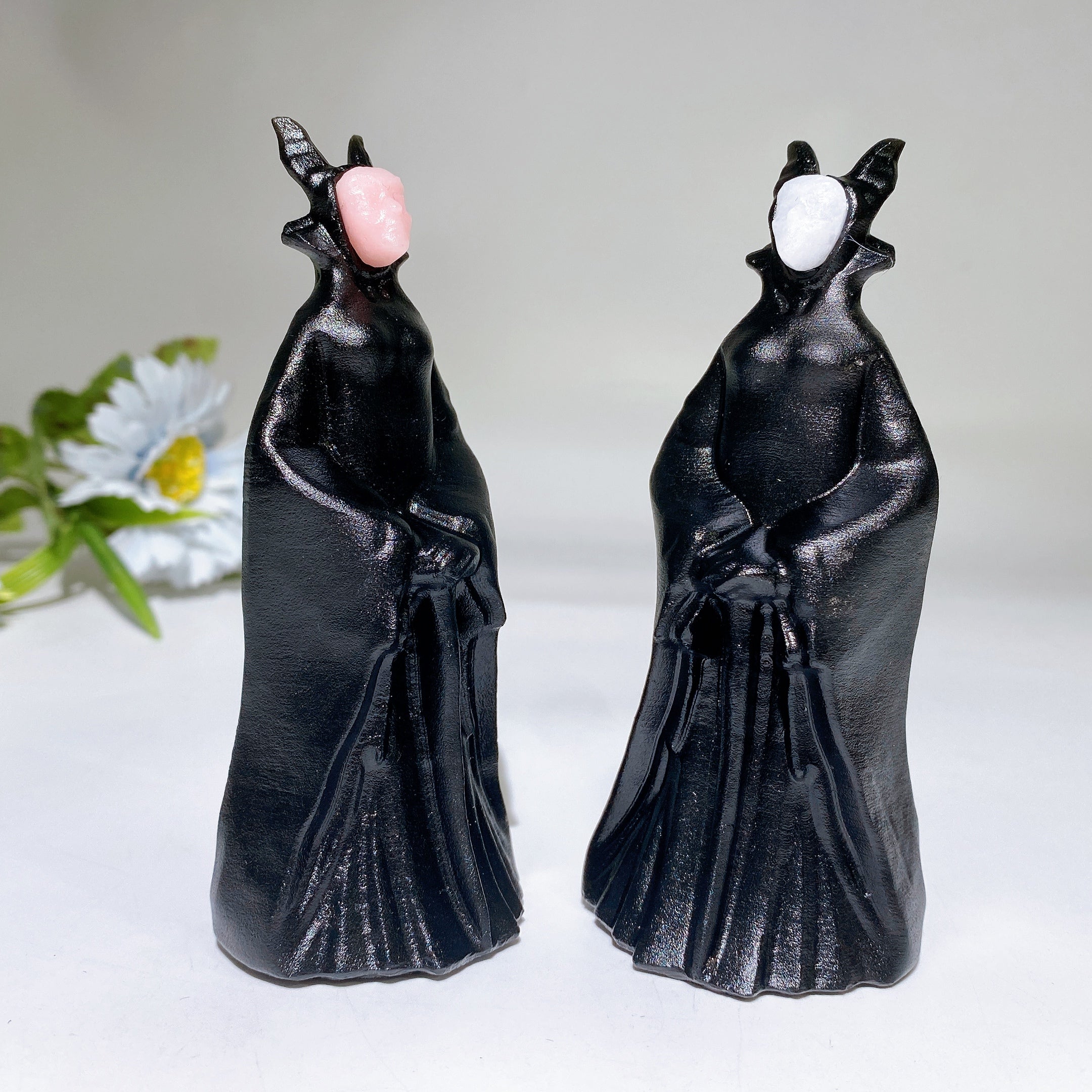 4.6" Black Obsidian Maleficent Carving Crystal Figurine