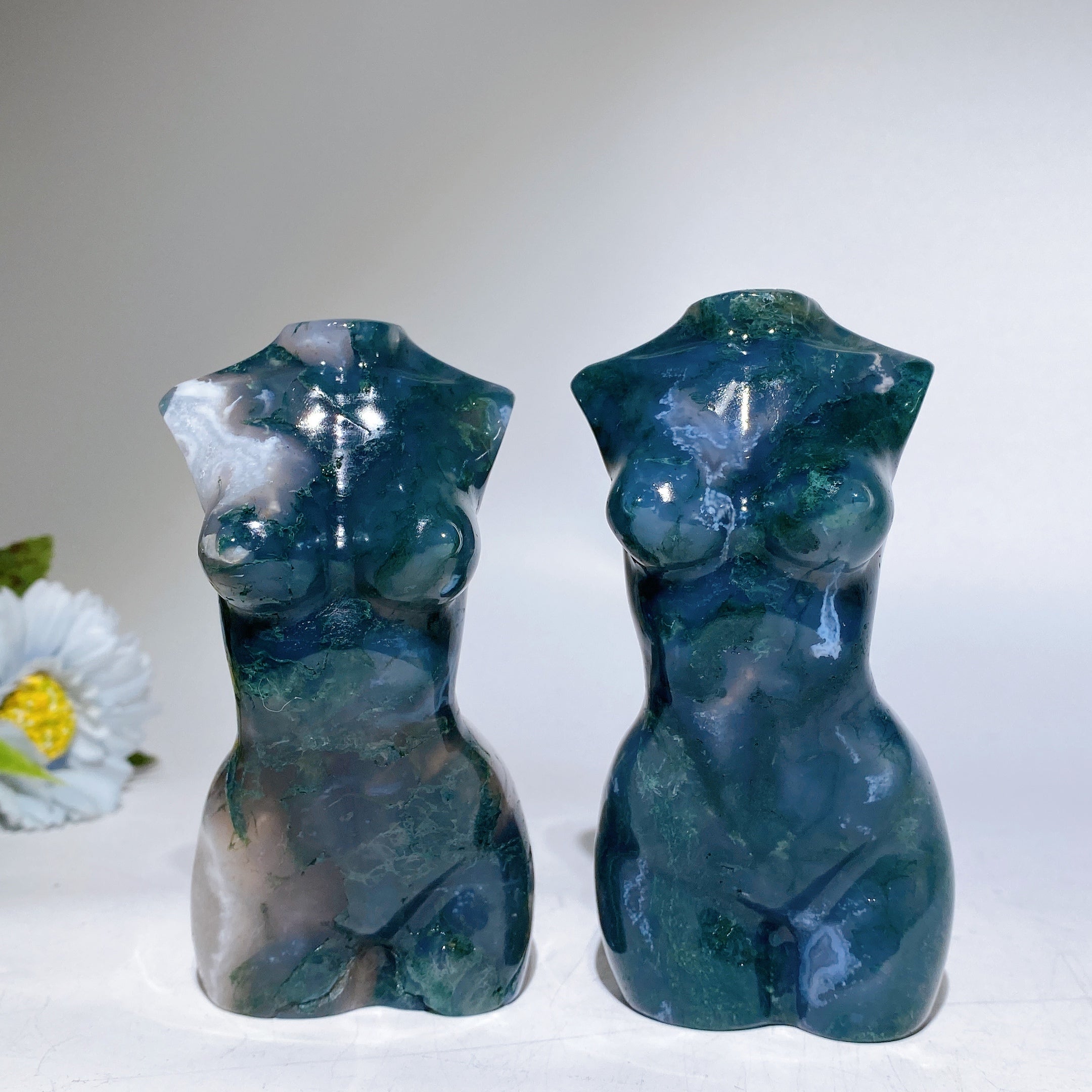 4.6-inch Moss Agate Crystal Figurine Carving for Healing