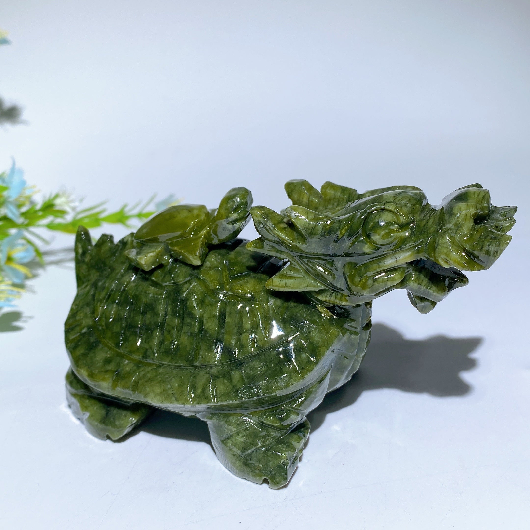 4.6 Inch Serpentine Dragon Turtle Crystal Carving