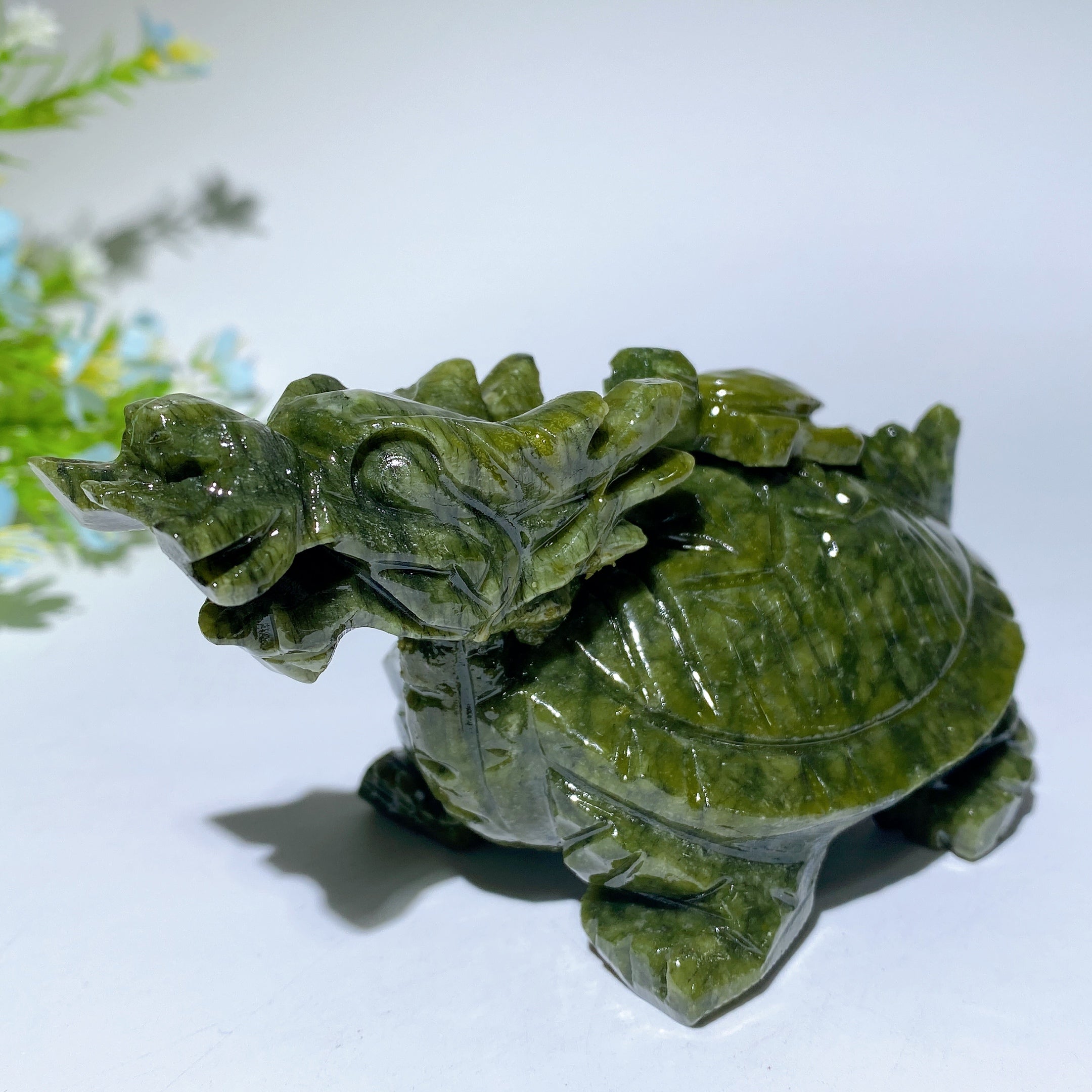4.6 Inch Serpentine Dragon Turtle Crystal Carving