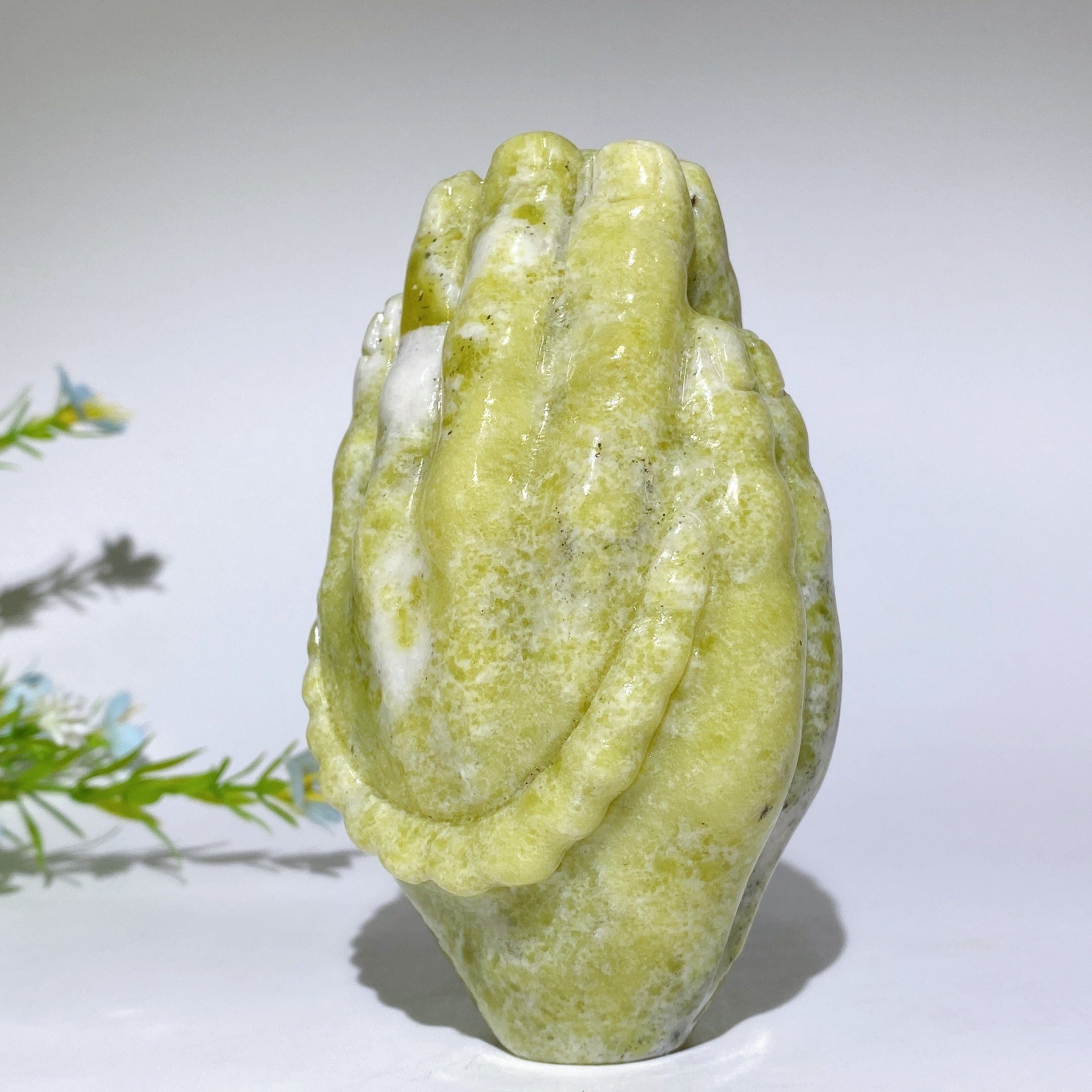 4.6 Inch Serpentine Praying Hands Crystal Figurine