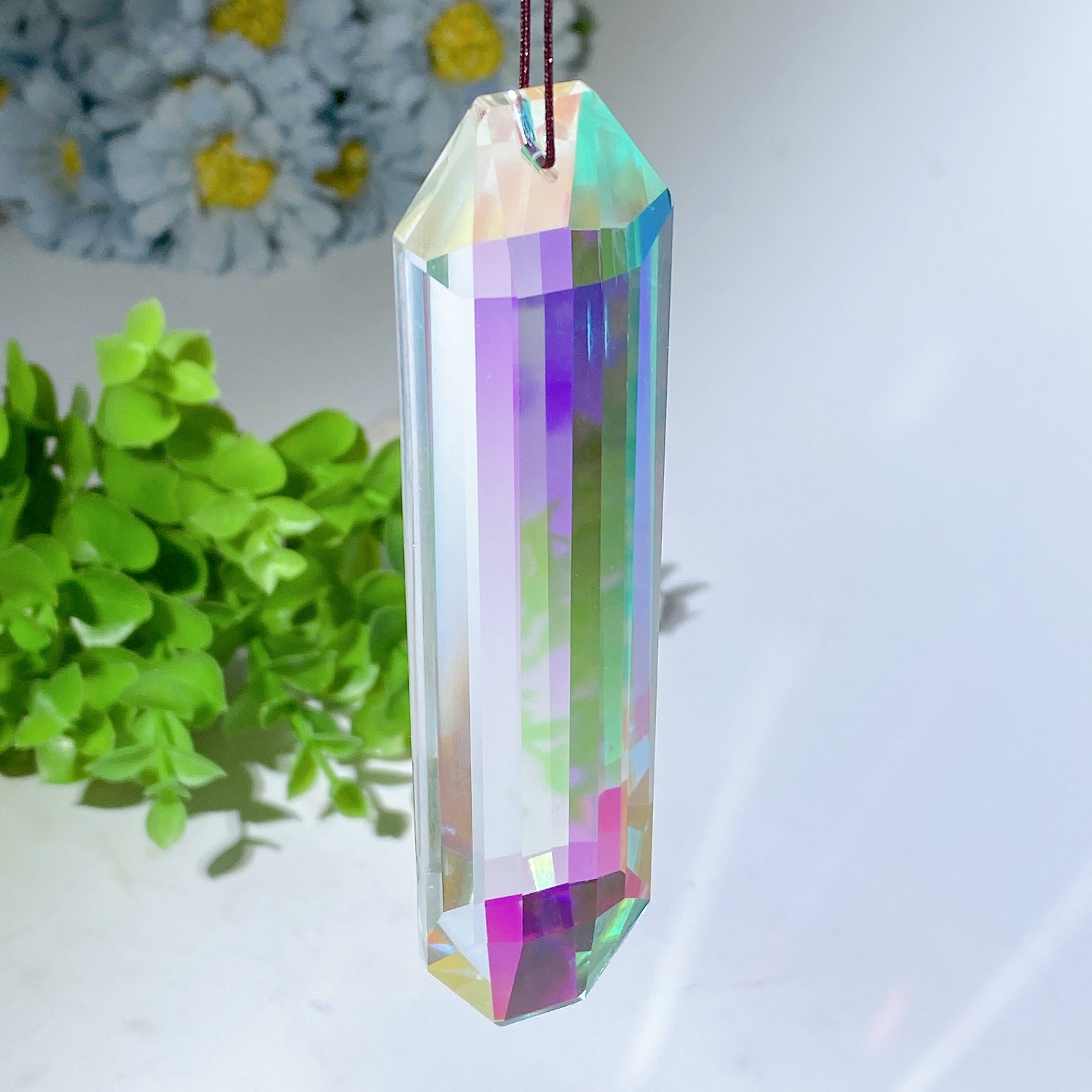 4.7-Inch Aura Glass Crystal Suncatcher for Healing