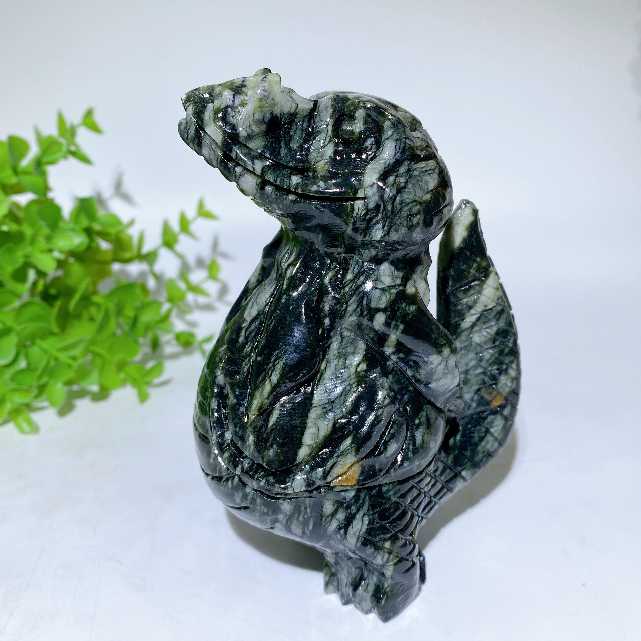 4.7 inch Jade Crocodile Healing Crystal Carving