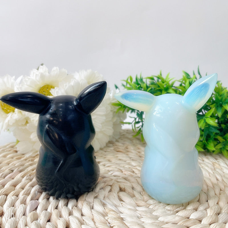 4.7 inch Pikachu Crystal Figurine Carving in Obsidian & Opalite