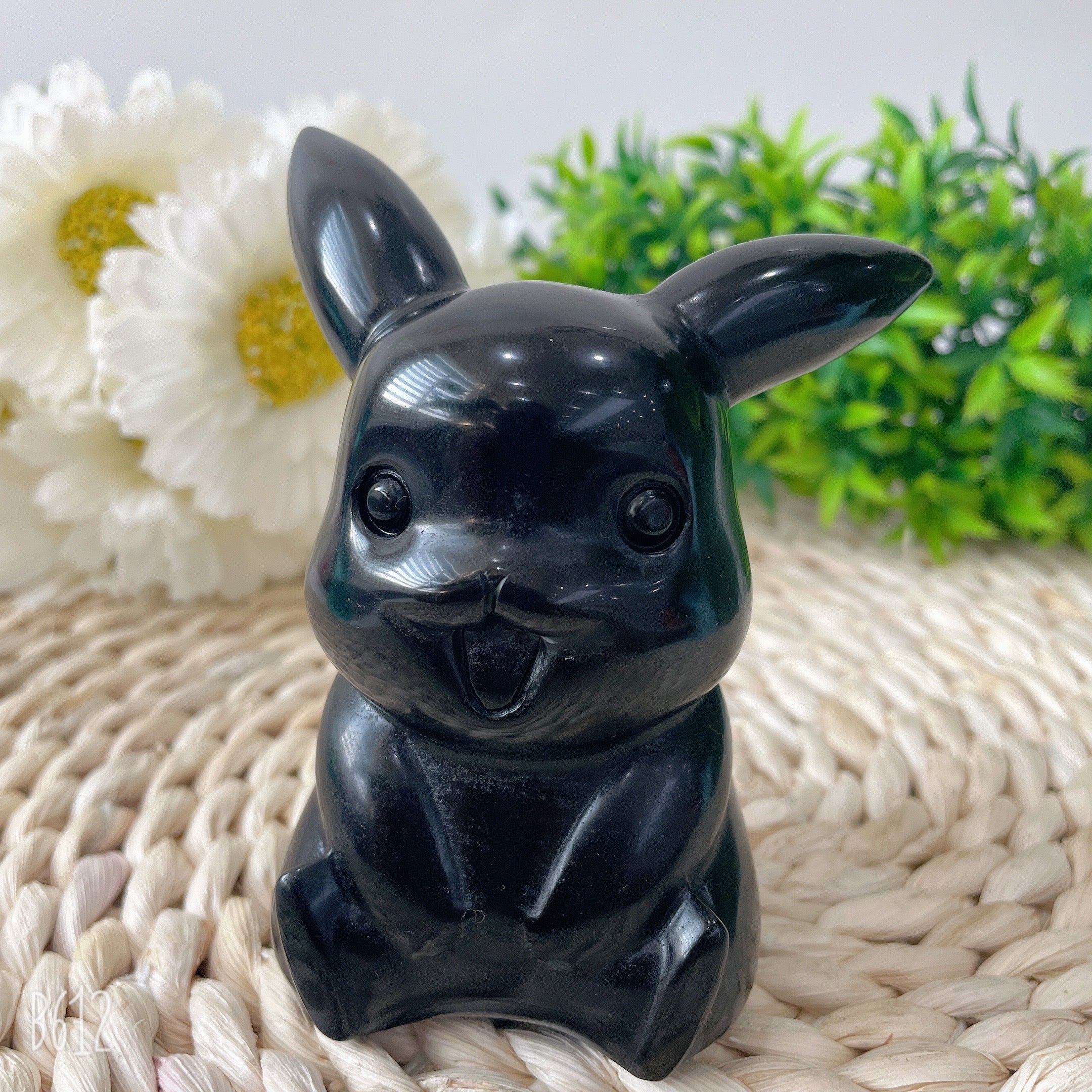 4.7 inch Pikachu Crystal Figurine Carving in Obsidian & Opalite
