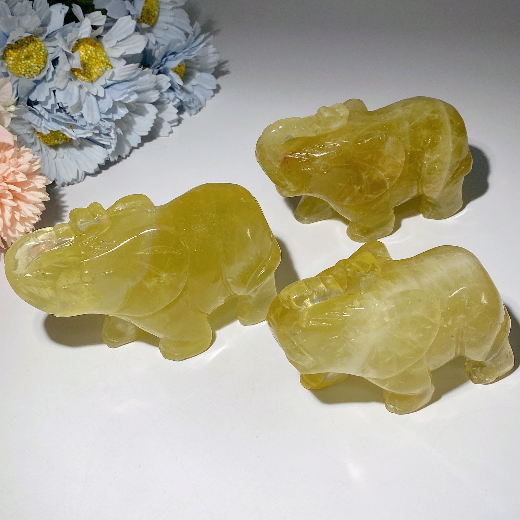 Éléphant en cristal de citrine de 4,8 pouces pour la guérison et la prospérité