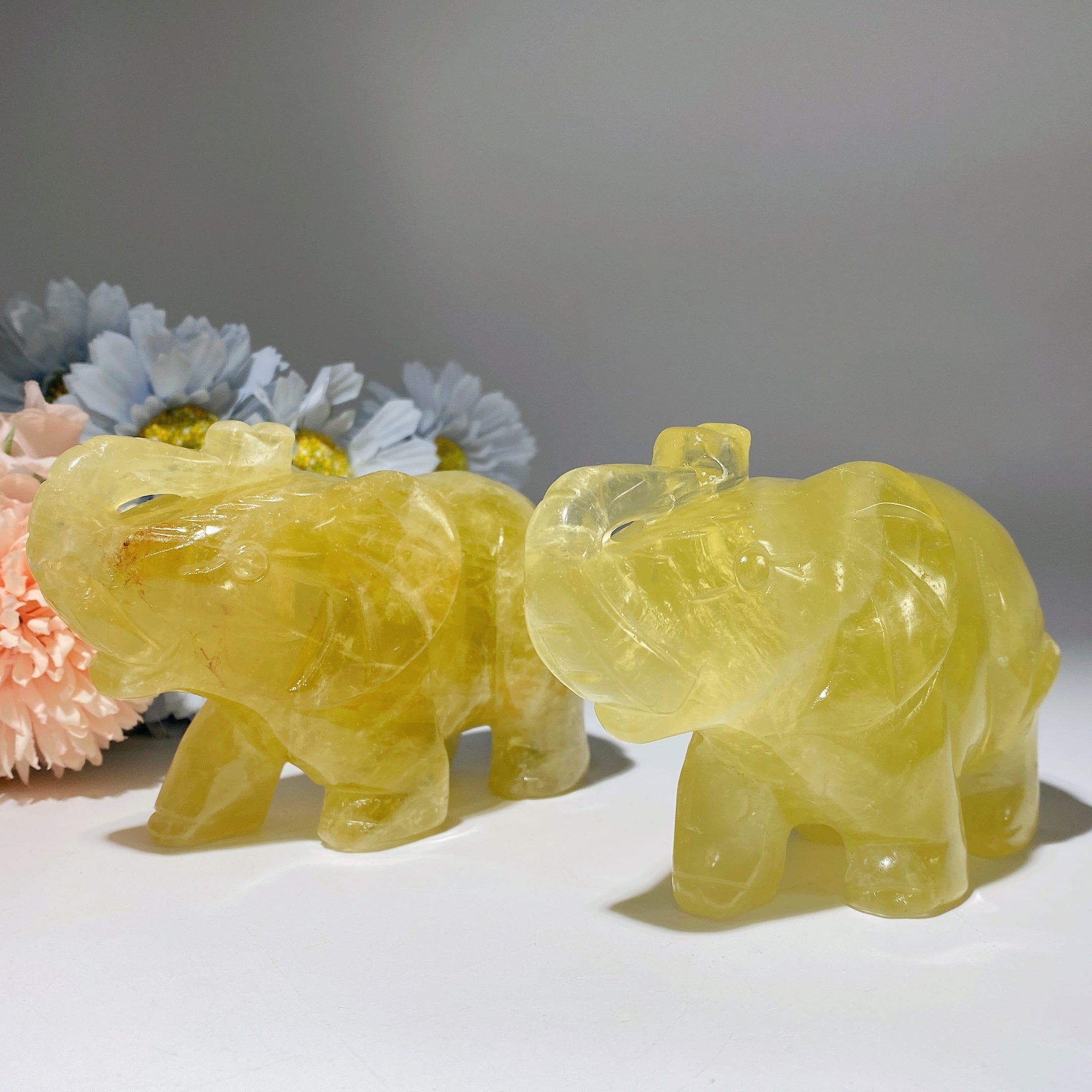 Éléphant en cristal de citrine de 4,8 pouces pour la guérison et la prospérité
