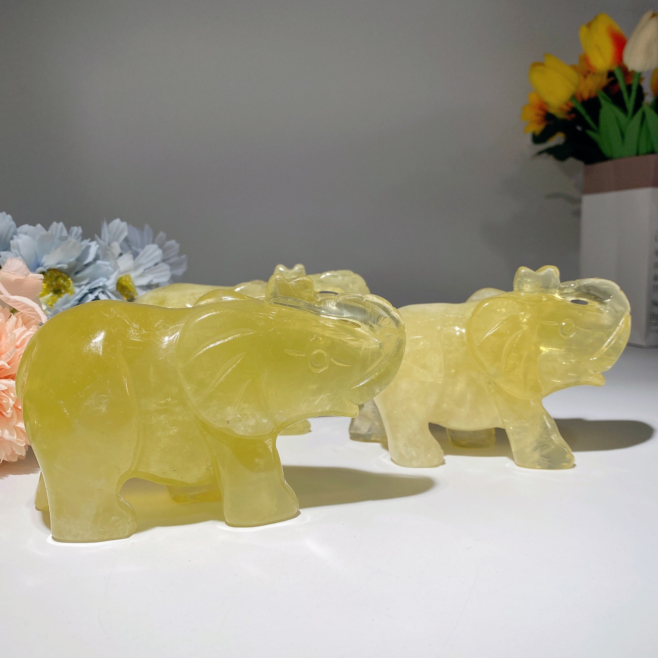 Éléphant en cristal de citrine de 4,8 pouces pour la guérison et la prospérité