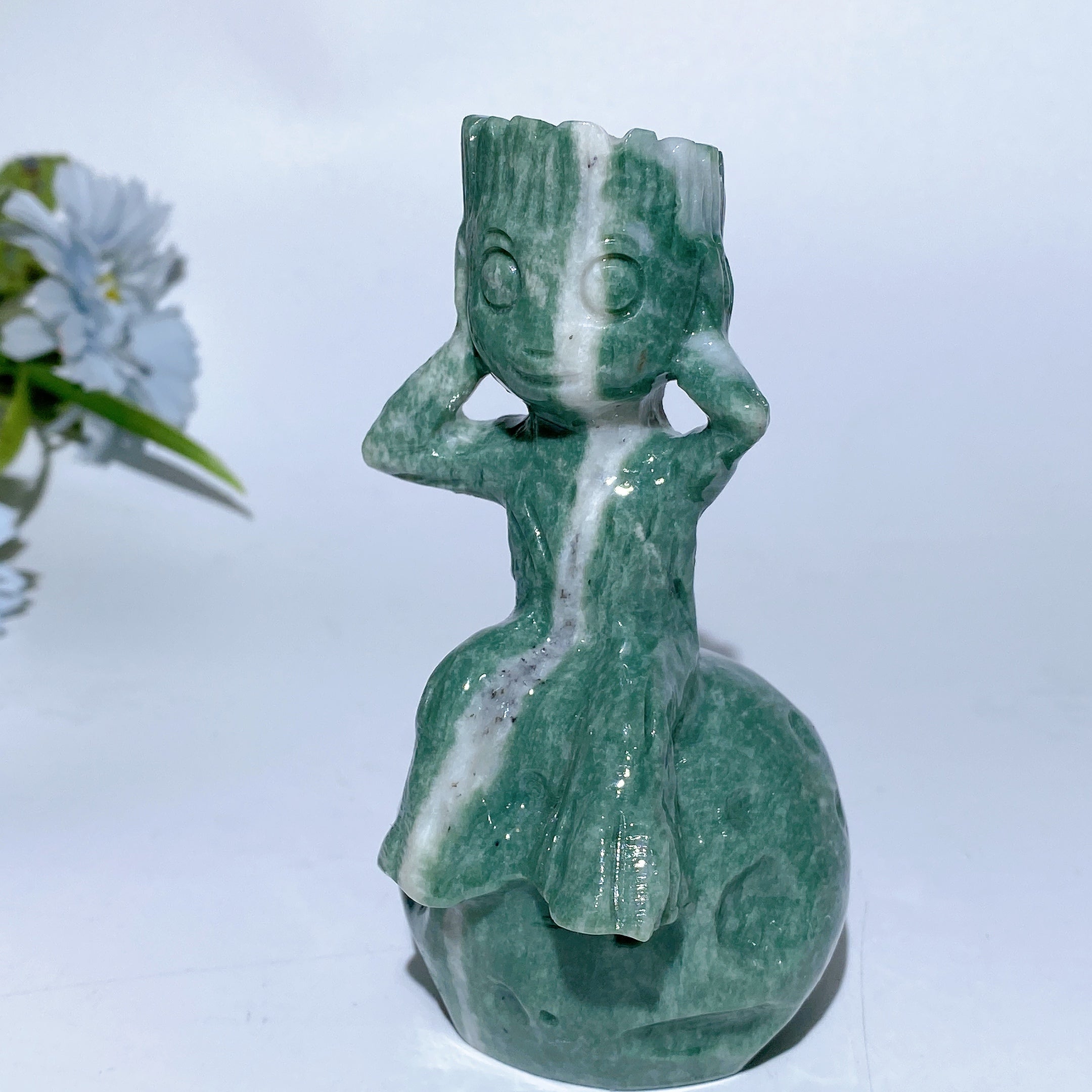 4.8-inch Jade Crystal Groot Figurine for Meditation
