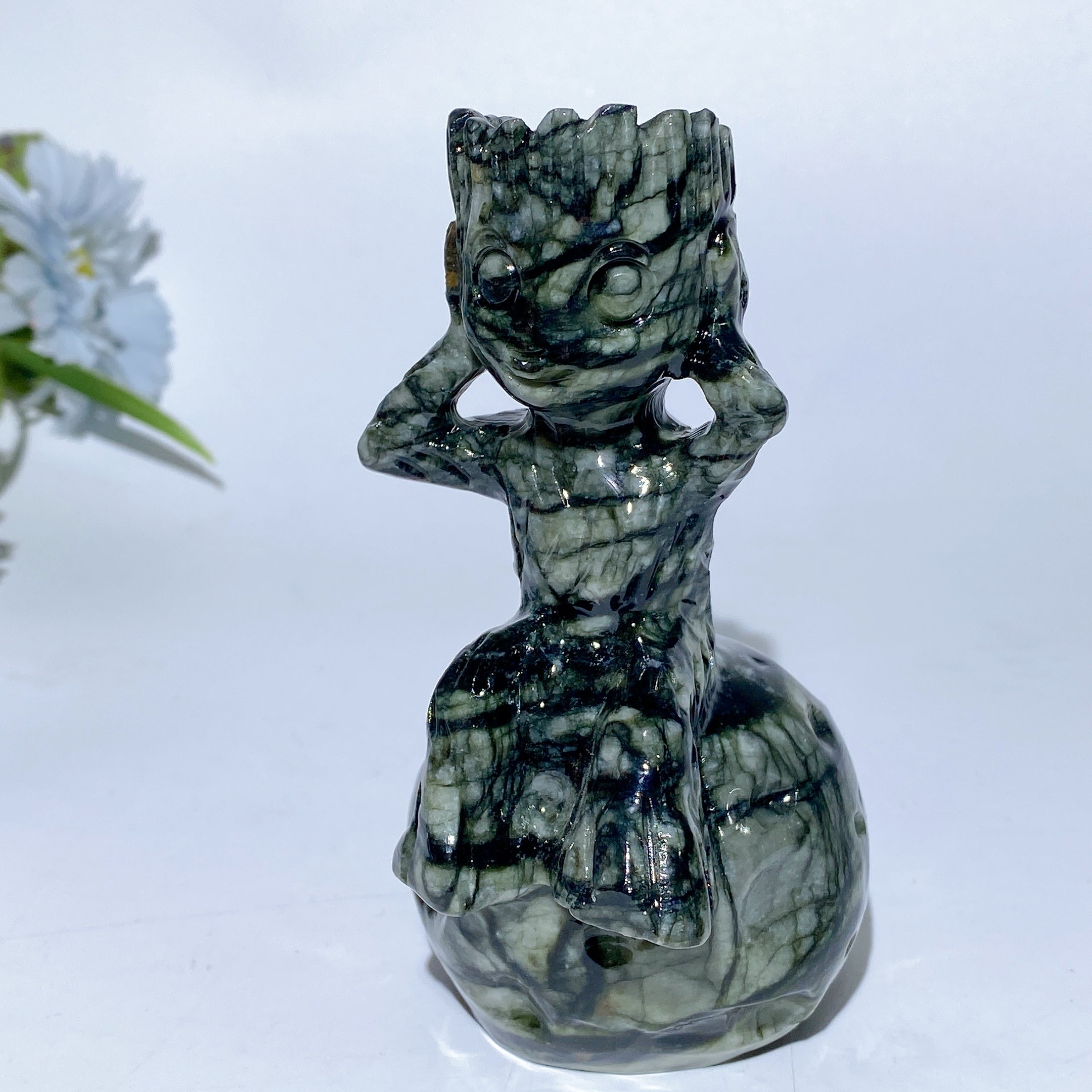 4.8-inch Jade Crystal Groot Figurine for Meditation