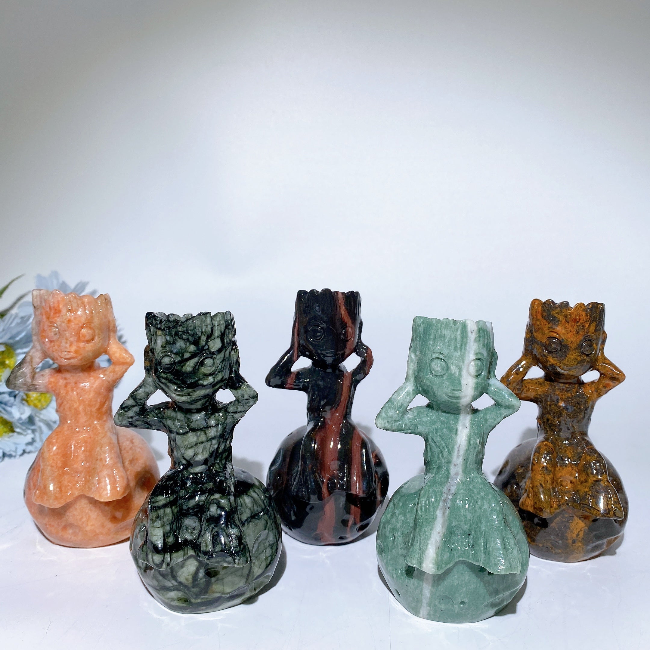 4.8-inch Jade Crystal Groot Figurine for Meditation