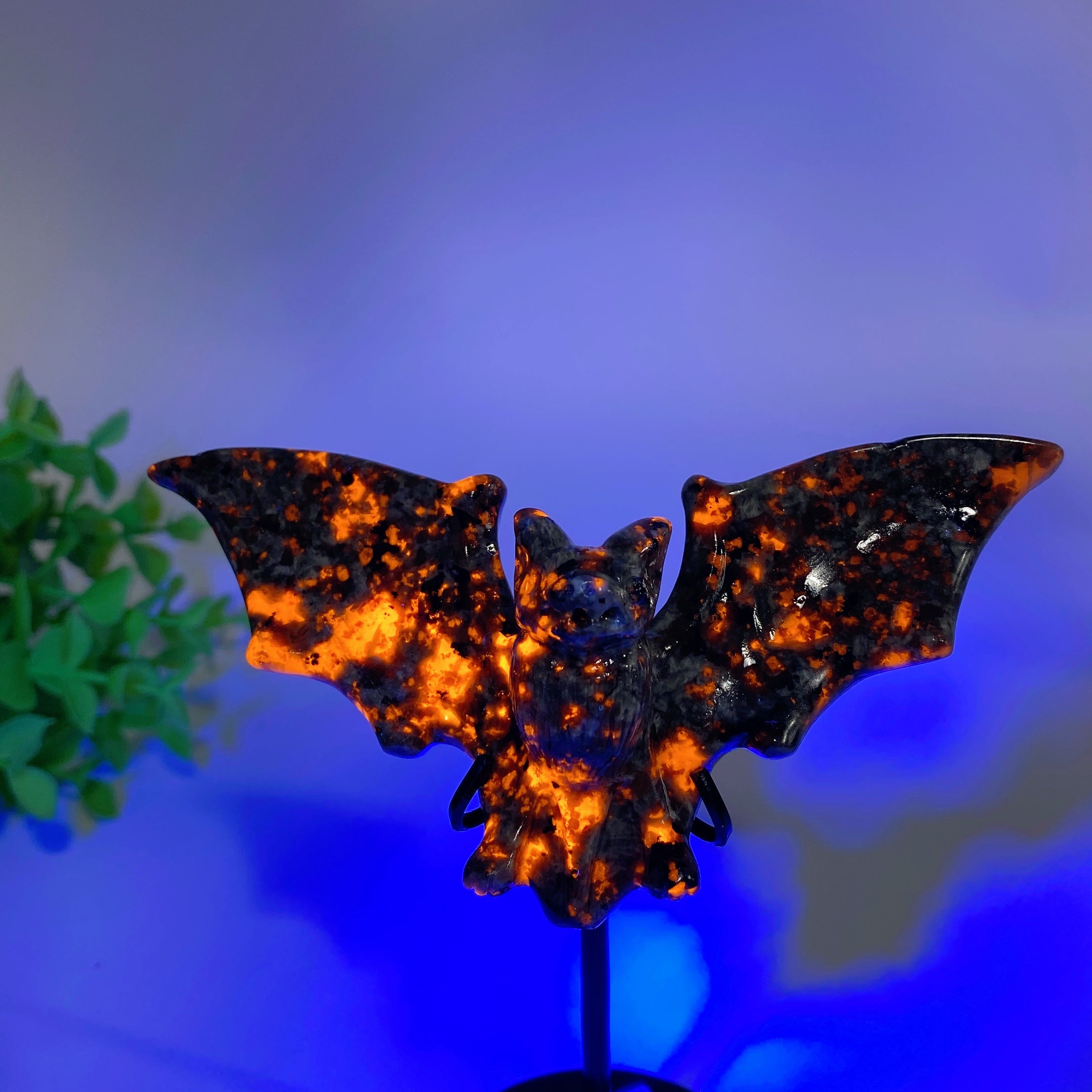 Sculpture de chauve-souris en obsidienne yooperlite de 4,8 pouces pour la guérison