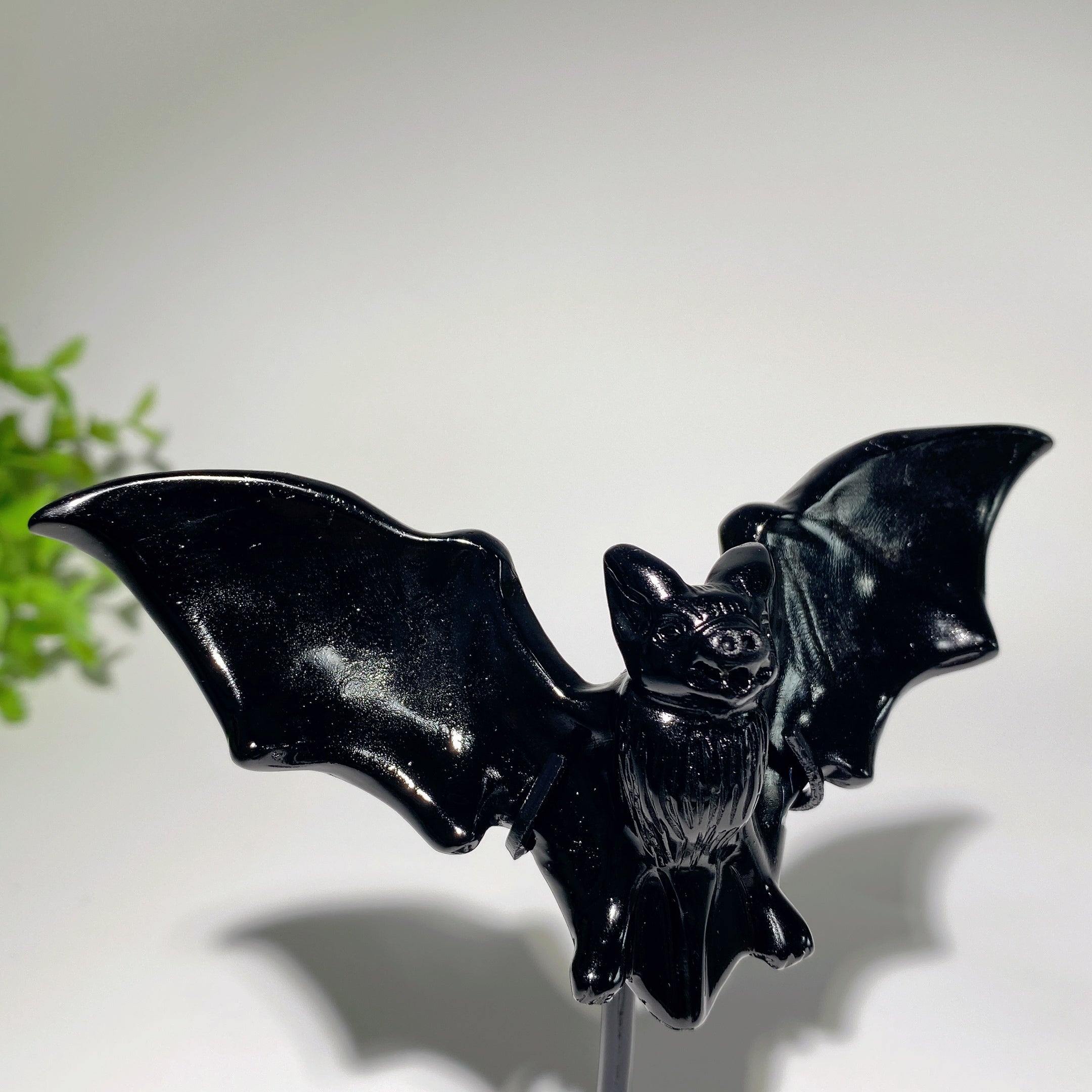 Sculpture de chauve-souris en obsidienne yooperlite de 4,8 pouces pour la guérison