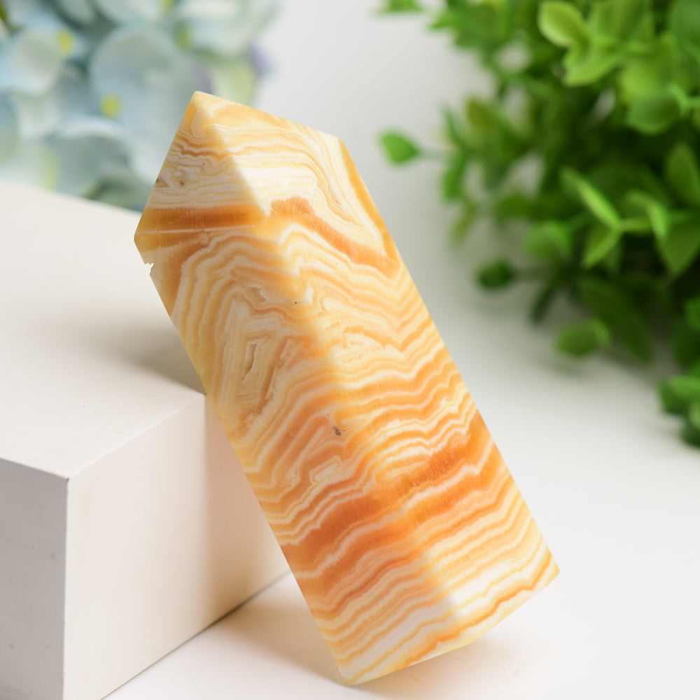 4-8 Inch Orange Calcite Healing Crystal Tower