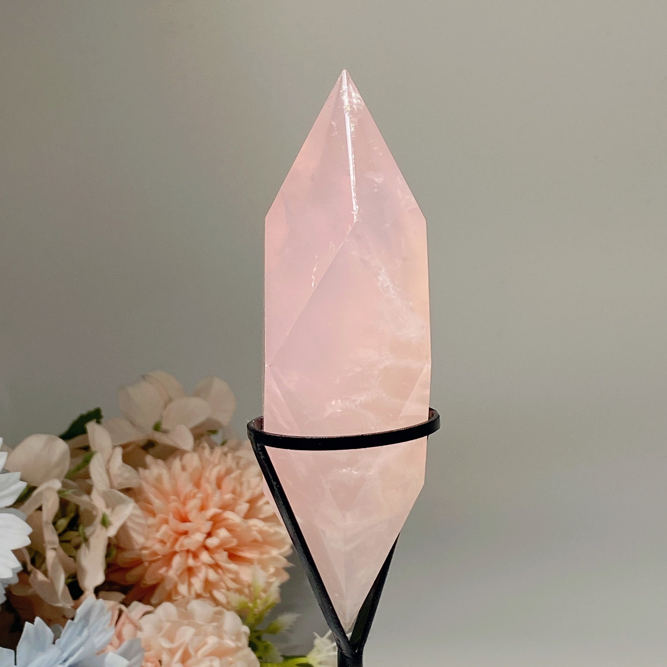 4.8 inch Rose Quartz Double-Terminated Crystal Wand