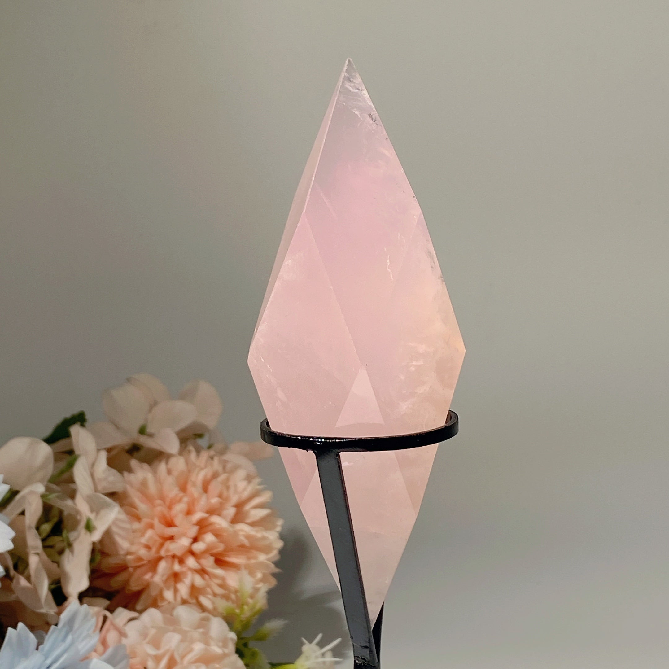 4.8 inch Rose Quartz Double-Terminated Crystal Wand