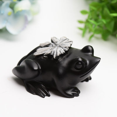 Sculpture en cristal de grenouille ammonite de 4 pouces pour la guérison