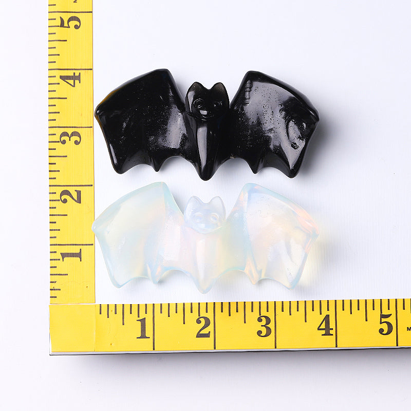 4 Inch Black Obsidian Crystal Bat Carving