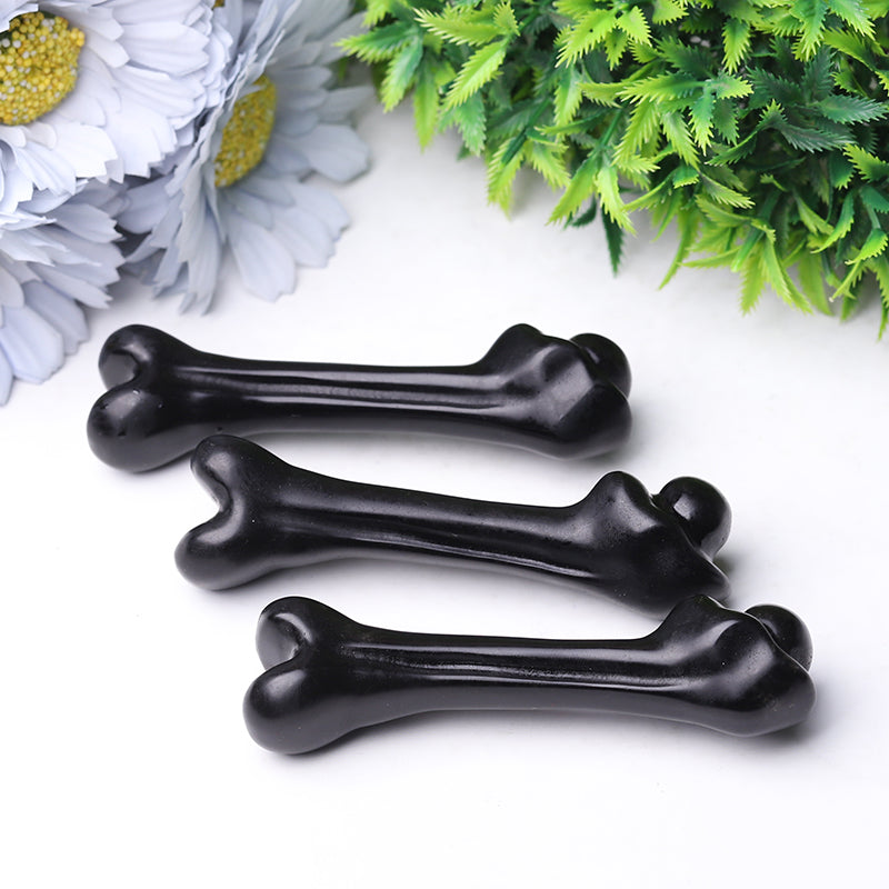 4 inch Black Obsidian Crystal Bone Carving Figurine