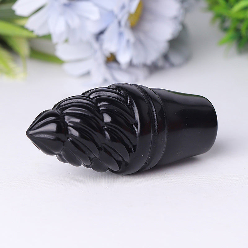 4 Inch Black Obsidian Ice Cream Crystal Figurine
