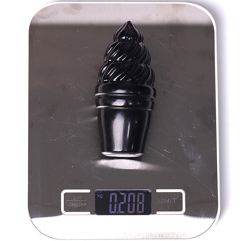 4 Inch Black Obsidian Ice Cream Crystal Figurine