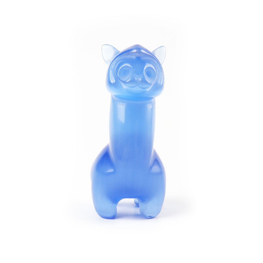 4-inch Carved Cat Eye Crystal Alpaca Figurine