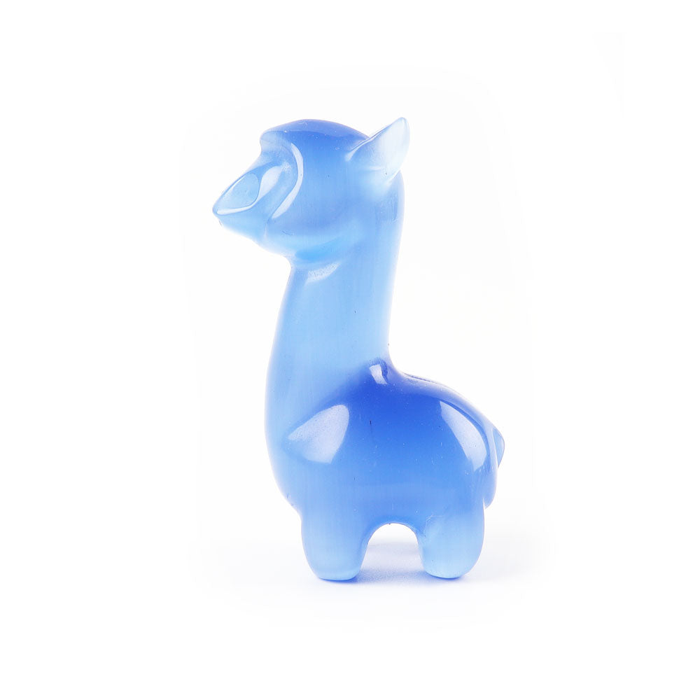 4-inch Carved Cat Eye Crystal Alpaca Figurine