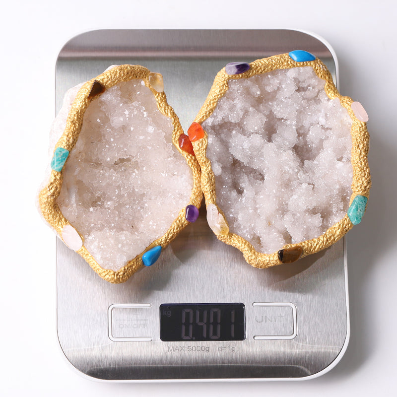 4 Inch Druzy Clear Quartz Chakra Bowl
