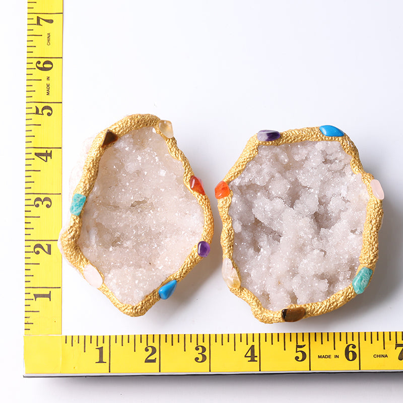 4 Inch Druzy Clear Quartz Chakra Bowl
