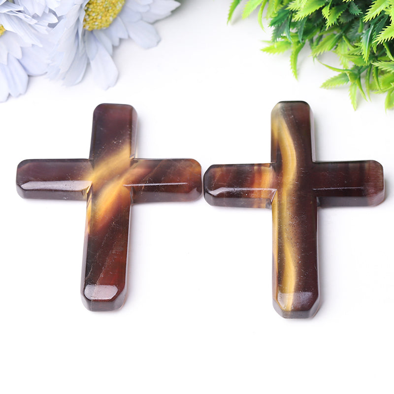 4-Inch Fluorite Cross Crystal Figurine Carving
