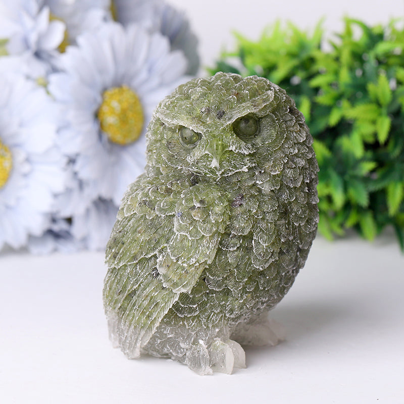 4 Inch Hand Carved Crystal Owl Figurine